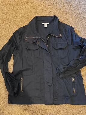 Style & Co. Black Utility Jacket with Zip Details